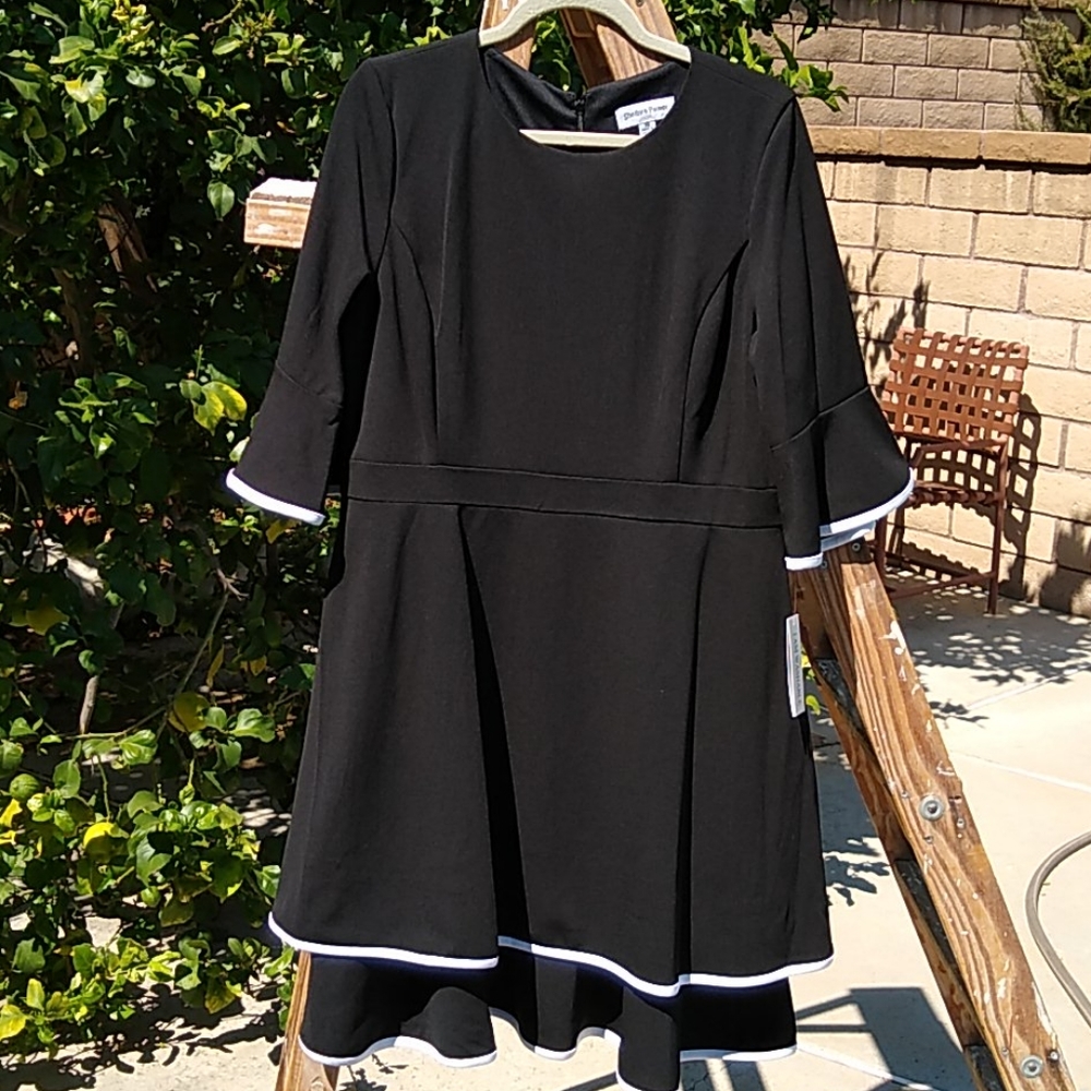 Shelby & Palmer Black Dress with White Trim Size 16